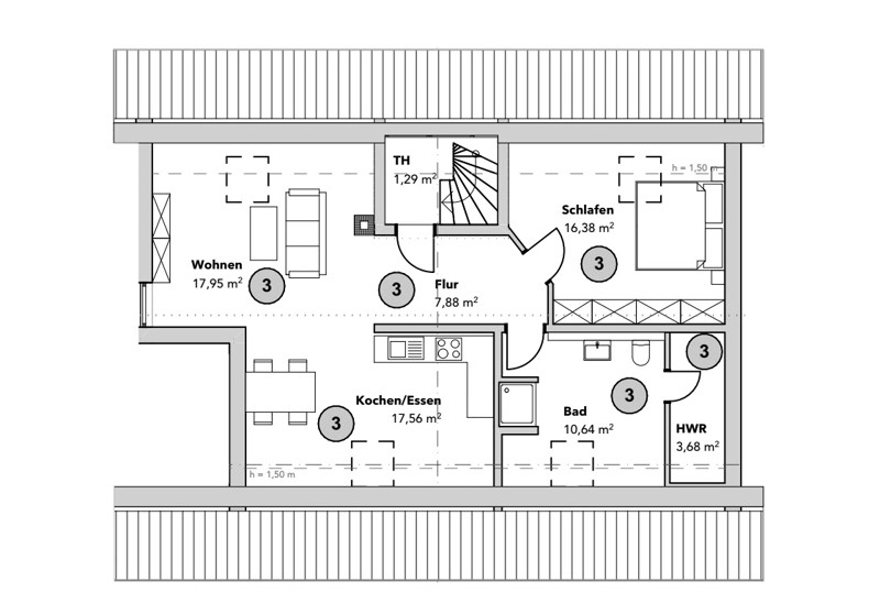 Grundriss Wohnung 03 - B_A_2ZKB Grundriss Wohnung 03 - B_A_2ZKB